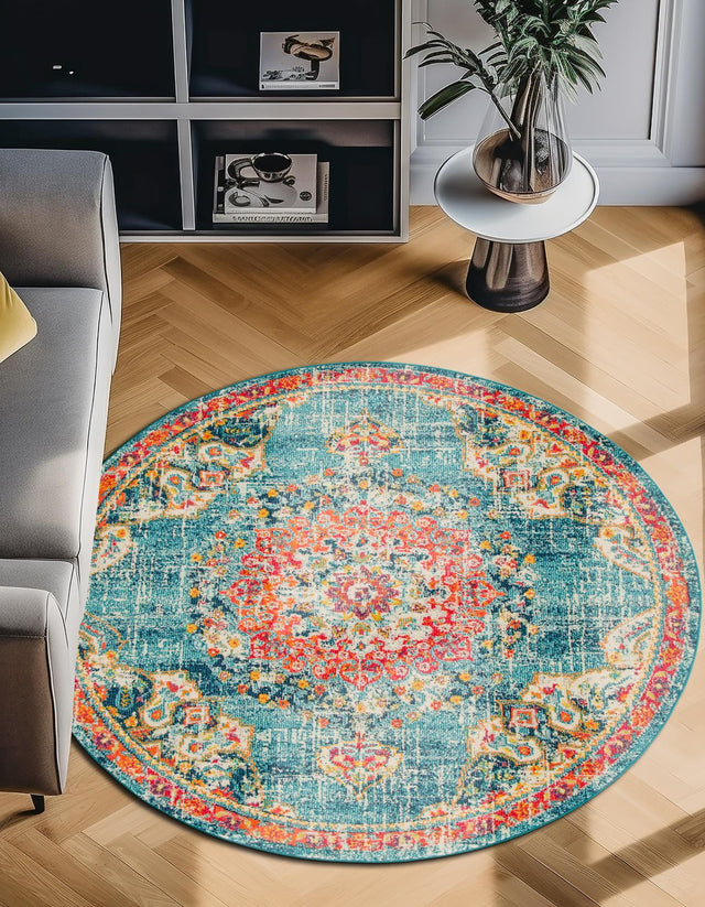 Blue 4' 1 x 4' 1 Penrose Round Area Rug