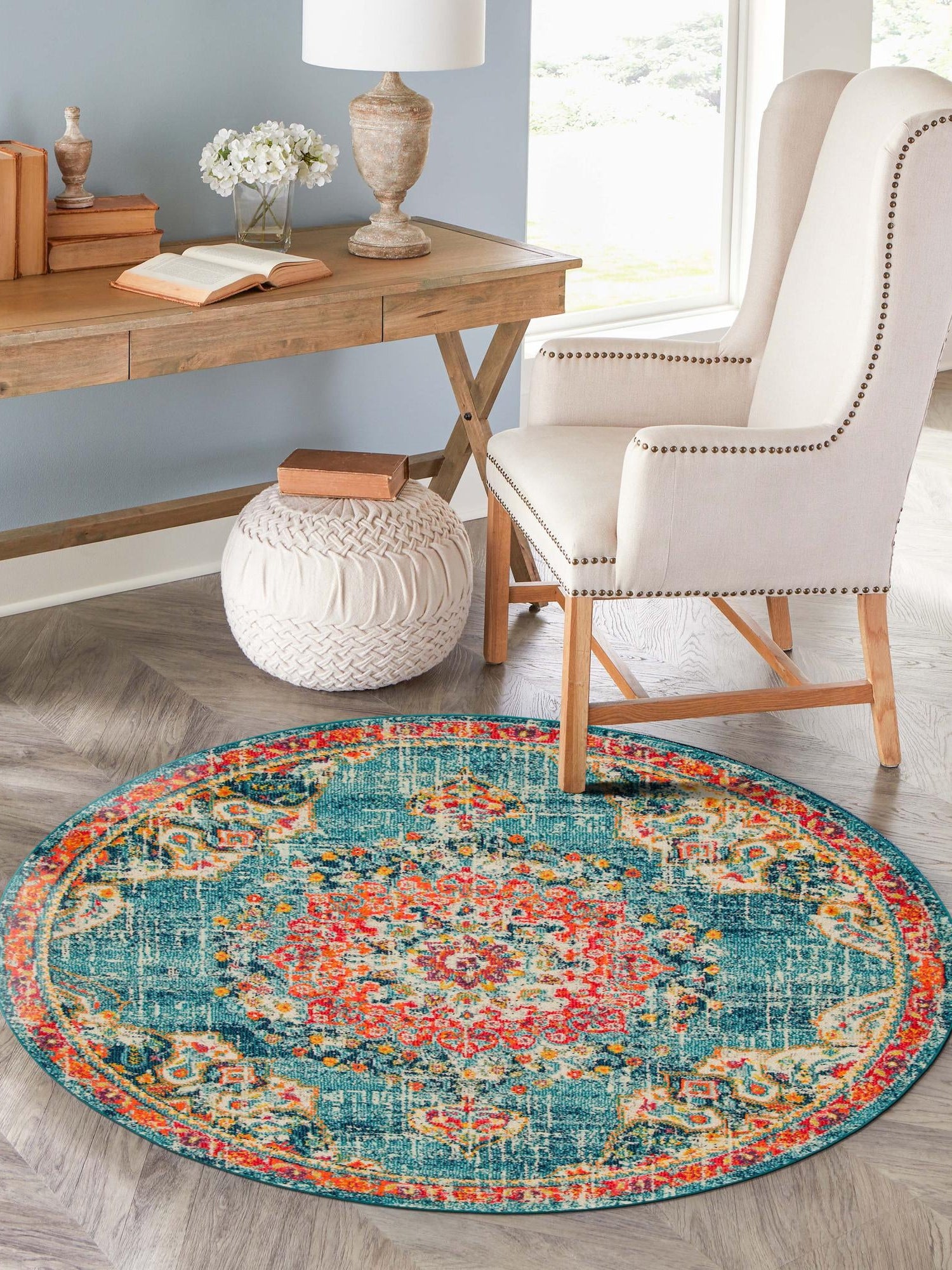 Blue 4' 1 x 4' 1 Penrose Round Area Rug