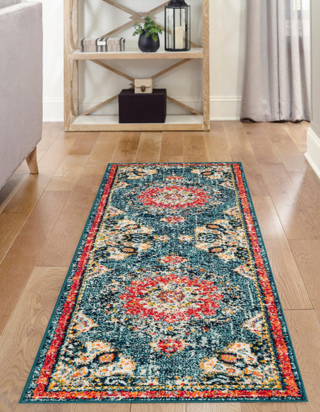 Blue 2' x 4' 1 Penrose Runner Area Rug Classic Durable Stain Resistant Easy Clean Carpet for Traditional Indoor Home Decor for Sale at Rug Engine