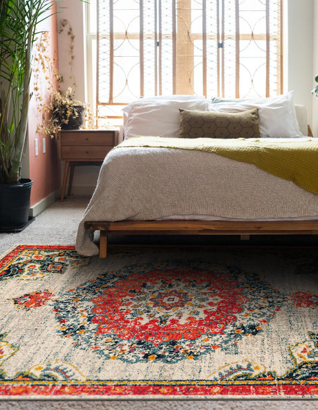 Ivory 9' x 12' Penrose Rectangle Area Rug Classic Durable Stain Resistant Easy Clean Carpet for Traditional Indoor Home Decor for Sale at Rug Engine