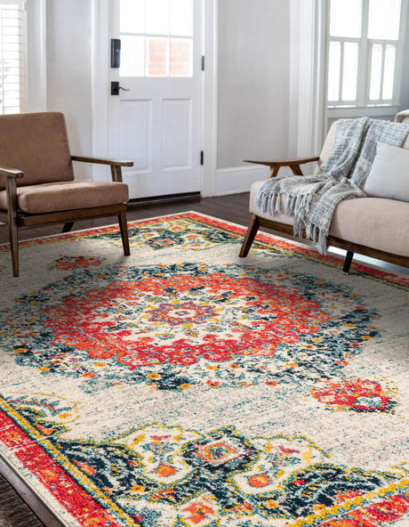 Ivory 7' 10 x 10' Penrose Rectangle Area Rug Classic Durable Stain Resistant Easy Clean Carpet for Traditional Indoor Home Decor for Sale at Rug Engine
