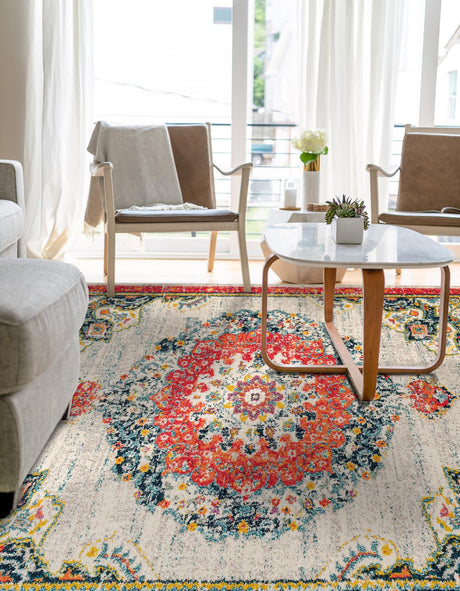 Ivory 7' 1 x 10' Penrose Rectangle Area Rug Classic Durable Stain Resistant Easy Clean Carpet for Traditional Indoor Home Decor for Sale at Rug Engine