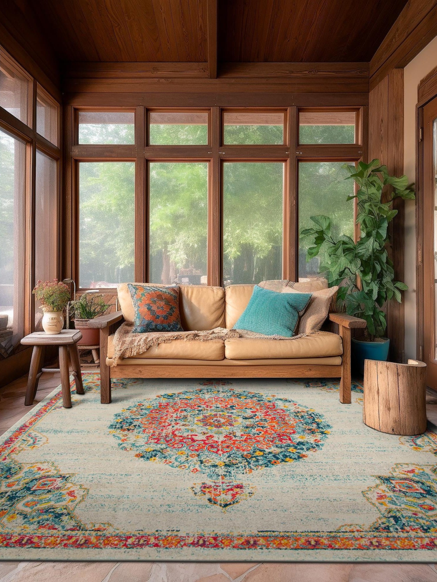 Ivory 6' 1 x 6' 1 Penrose Square Area Rug