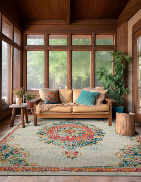 Ivory 6' 1 x 6' 1 Penrose Square Area Rug Classic Durable Stain Resistant Easy Clean Carpet for Traditional Indoor Home Decor for Sale at Rug Engine