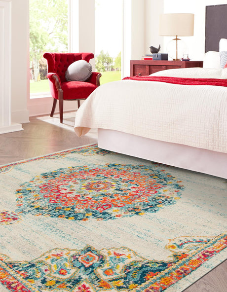Ivory 7' 1 x 7' 1 Penrose Square Area Rug Classic Durable Stain Resistant Easy Clean Carpet for Traditional Indoor Home Decor for Sale at Rug Engine