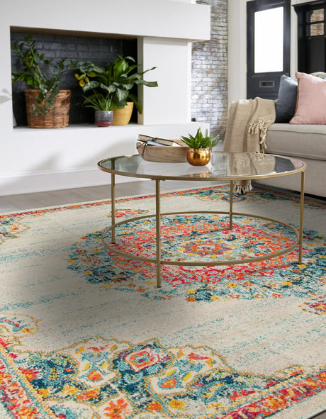 Ivory 7' 10 x 7' 10 Penrose Square Area Rug Classic Durable Stain Resistant Easy Clean Carpet for Traditional Indoor Home Decor for Sale at Rug Engine