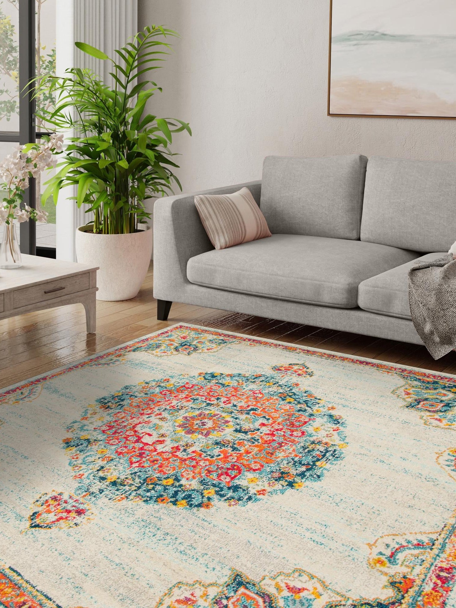 Ivory 6' 1 x 6' 1 Penrose Square Area Rug