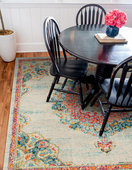 Ivory 7' 1 x 7' 1 Penrose Square Area Rug Classic Durable Stain Resistant Easy Clean Carpet for Traditional Indoor Home Decor for Sale at Rug Engine