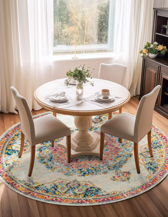 Ivory 3' 1 x 3' 1 Penrose Round Area Rug