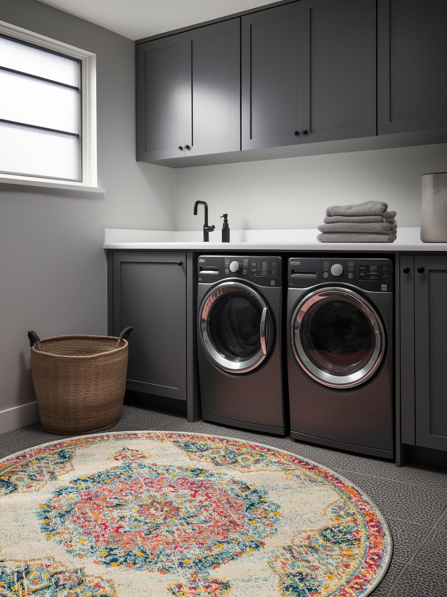 Ivory 3' 1 x 3' 1 Penrose Round Area Rug