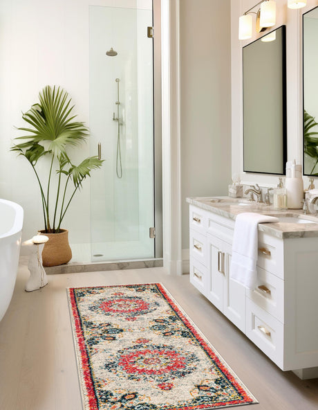 Ivory 2' x 8' Penrose Runner Area Rug Classic Durable Stain Resistant Easy Clean Carpet for Traditional Indoor Home Decor for Sale at Rug Engine