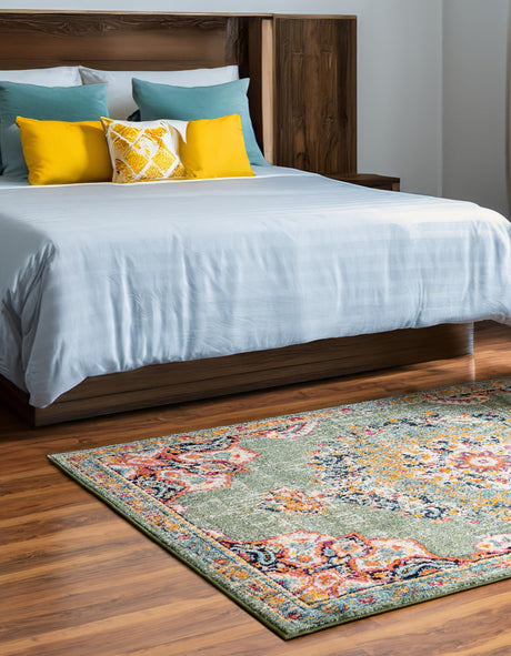 Green 9' x 12' Penrose Rectangle Area Rug Classic Durable Stain Resistant Easy Clean Carpet for Traditional Indoor Home Decor for Sale at Rug Engine