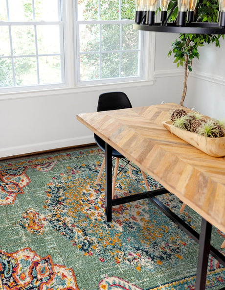 Green 9' x 12' Penrose Rectangle Area Rug Classic Durable Stain Resistant Easy Clean Carpet for Traditional Indoor Home Decor for Sale at Rug Engine
