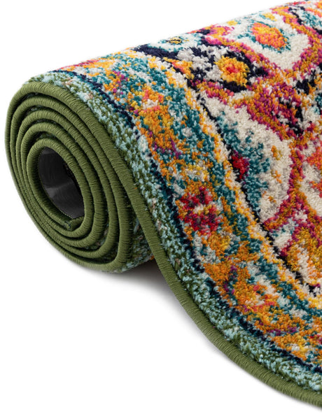 Green 5' 3 x 7' 1 Penrose Rectangle Area Rug Classic Durable Stain Resistant Easy Clean Carpet for Traditional Indoor Home Decor for Sale at Rug Engine