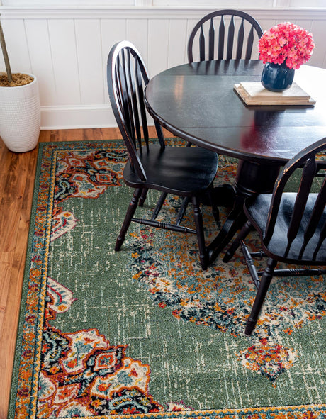 Green 6' 1 x 6' 1 Penrose Square Area Rug Classic Durable Stain Resistant Easy Clean Carpet for Traditional Indoor Home Decor for Sale at Rug Engine