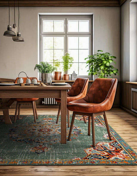 Green 6' 1 x 6' 1 Penrose Square Area Rug Classic Durable Stain Resistant Easy Clean Carpet for Traditional Indoor Home Decor for Sale at Rug Engine