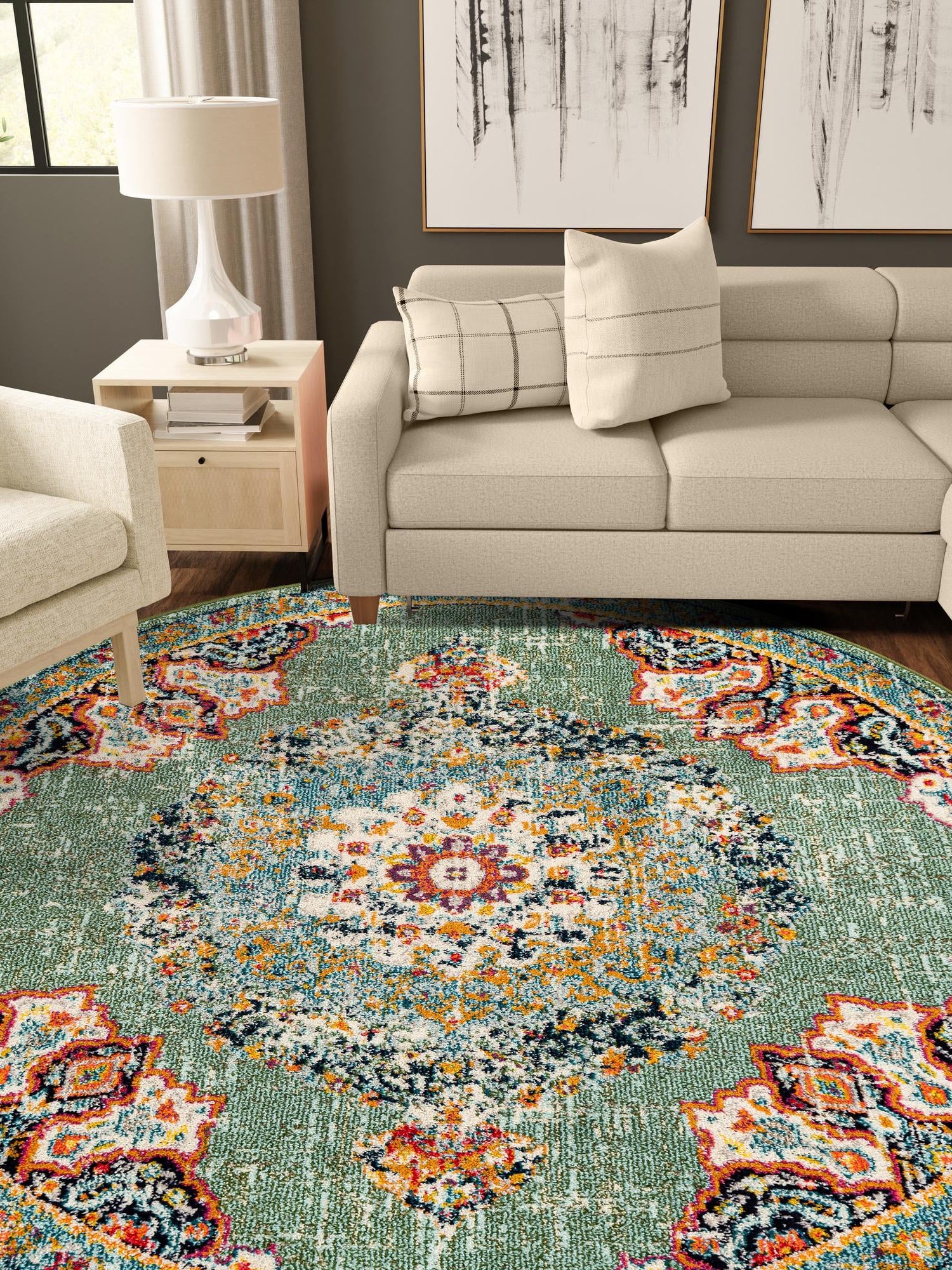 Green 4' 1 x 4' 1 Penrose Round Area Rug