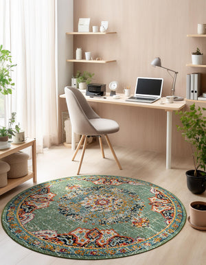 Green 10' x 10' Penrose Round Area Rug