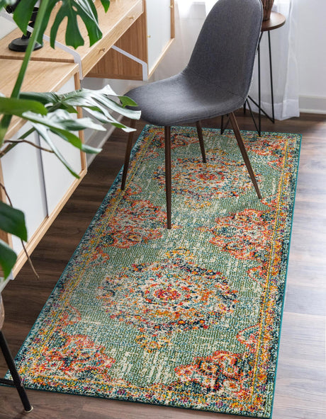 Green 2' x 7' 1 Penrose Runner Area Rug Classic Durable Stain Resistant Easy Clean Carpet for Traditional Indoor Home Decor for Sale at Rug Engine