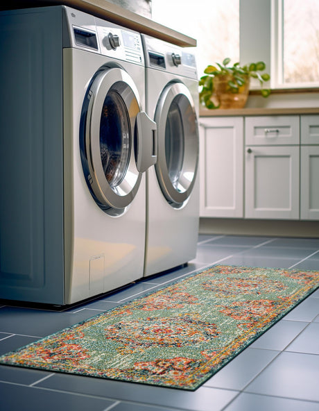 Green 2' 7 x 10' Penrose Runner Area Rug Classic Durable Stain Resistant Easy Clean Carpet for Traditional Indoor Home Decor for Sale at Rug Engine
