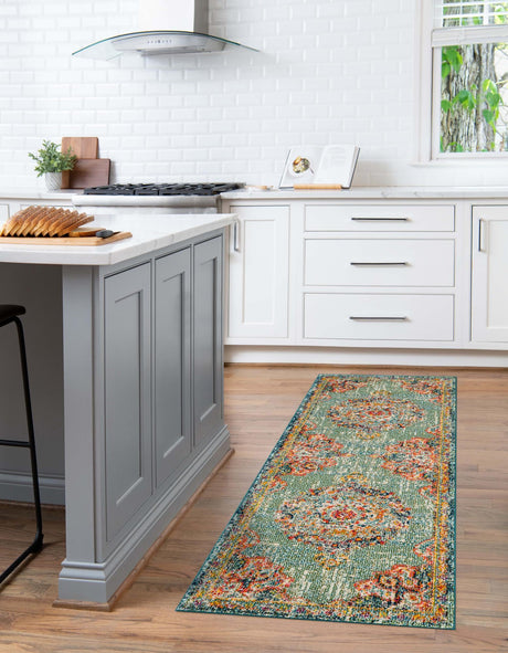 Green 2' 7 x 10' Penrose Runner Area Rug Classic Durable Stain Resistant Easy Clean Carpet for Traditional Indoor Home Decor for Sale at Rug Engine