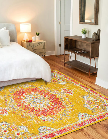 Gold 7' 1 x 10' Penrose Rectangle Area Rug Classic Durable Stain Resistant Easy Clean Carpet for Traditional Indoor Home Decor for Sale at Rug Engine