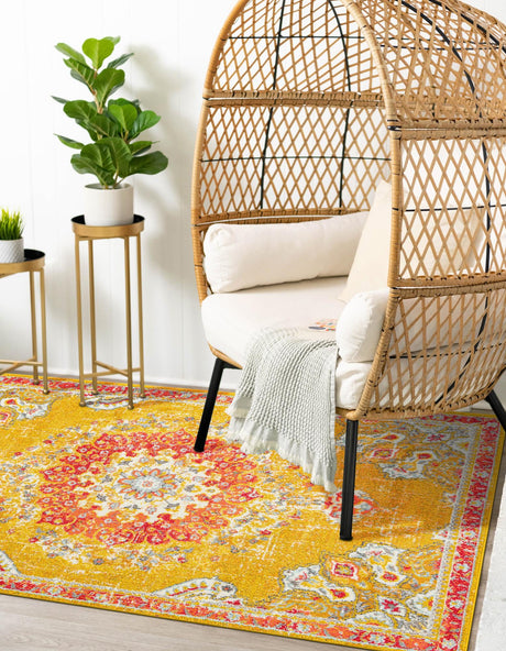 Gold 7' 1 x 10' Penrose Rectangle Area Rug Classic Durable Stain Resistant Easy Clean Carpet for Traditional Indoor Home Decor for Sale at Rug Engine