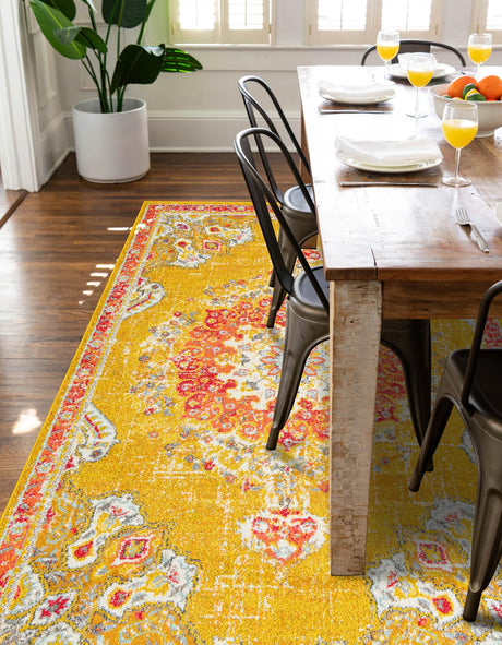 Gold 7' 1 x 10' Penrose Rectangle Area Rug Classic Durable Stain Resistant Easy Clean Carpet for Traditional Indoor Home Decor for Sale at Rug Engine
