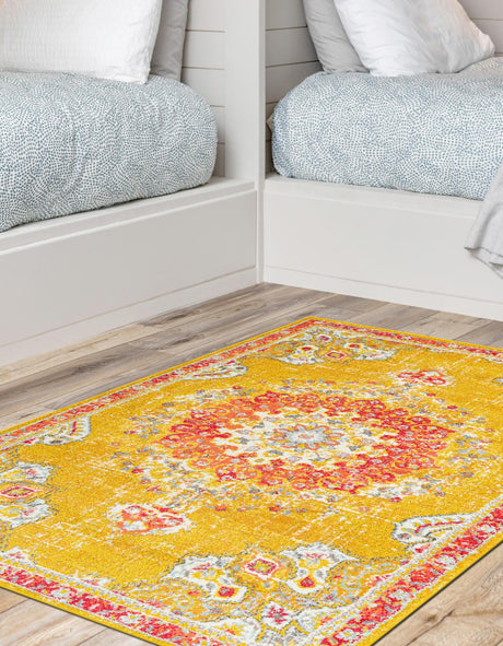 Gold 7' 1 x 10' Penrose Rectangle Area Rug Classic Durable Stain Resistant Easy Clean Carpet for Traditional Indoor Home Decor for Sale at Rug Engine