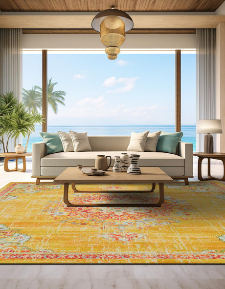 Gold 7' 1 x 7' 1 Penrose Square Area Rug Classic Durable Stain Resistant Easy Clean Carpet for Traditional Indoor Home Decor for Sale at Rug Engine