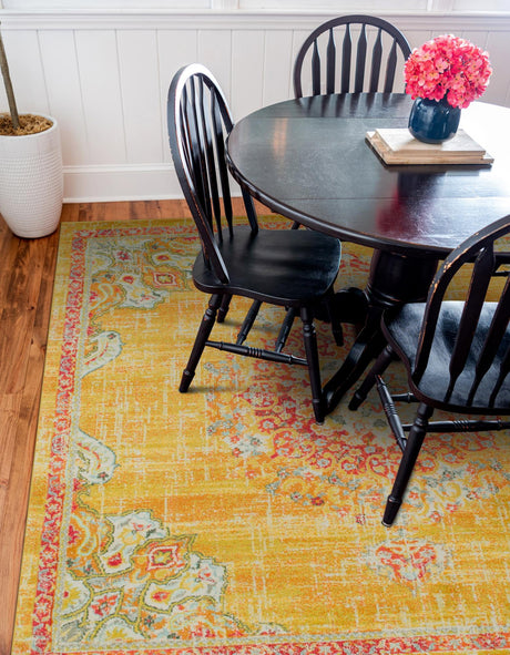 Gold 7' 10 x 7' 10 Penrose Square Area Rug Classic Durable Stain Resistant Easy Clean Carpet for Traditional Indoor Home Decor for Sale at Rug Engine