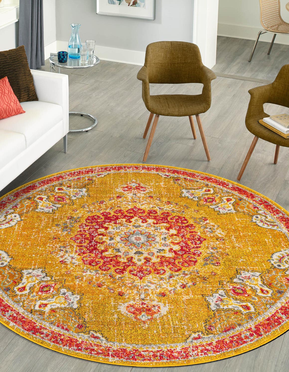 Gold 7' 1 x 7' 1 Penrose Round Area Rug