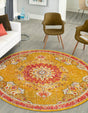 Gold 7' 10 x 7' 10 Penrose Round Area Rug Classic Durable Stain Resistant Easy Clean Carpet for Traditional Indoor Home Decor for Sale at Rug Engine
