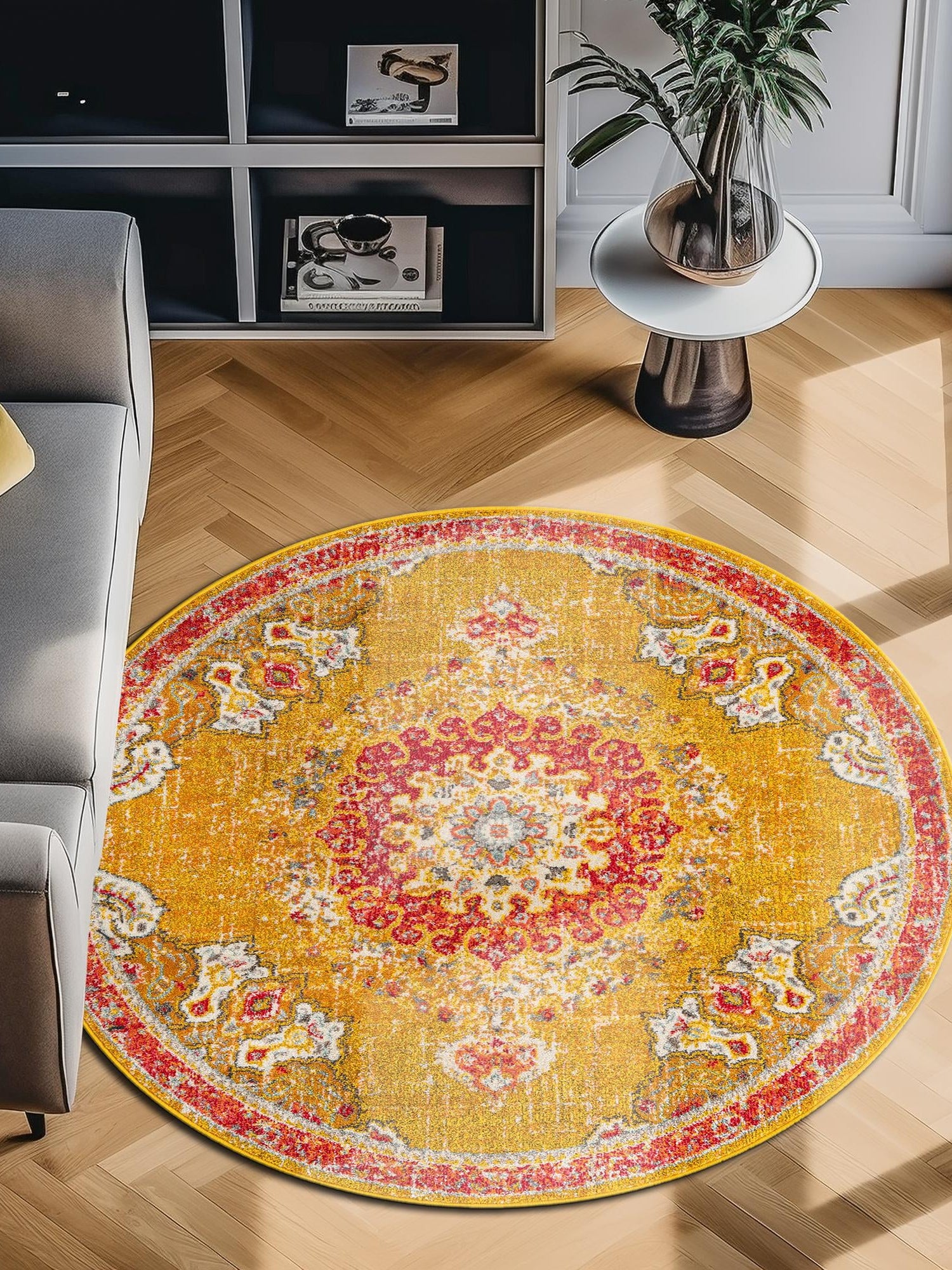 Gold 3' 1 x 3' 1 Penrose Round Area Rug
