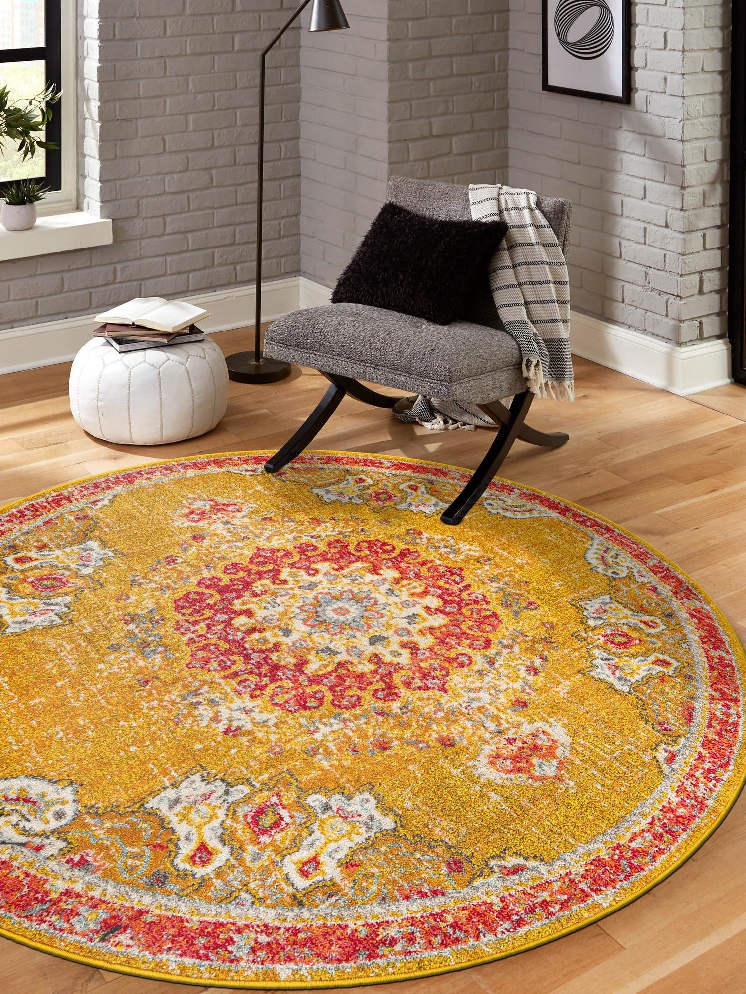 Gold 3' 1 x 3' 1 Penrose Round Area Rug