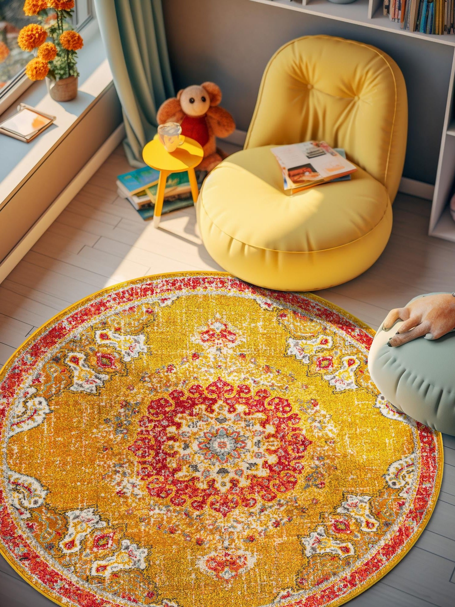 Gold 6' 1 x 6' 1 Penrose Round Area Rug
