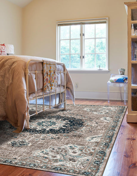 Gray 3' 1 x 5' 3 Penrose Rectangle Area Rug Classic Durable Stain Resistant Easy Clean Carpet for Traditional Indoor Home Decor for Sale at Rug Engine