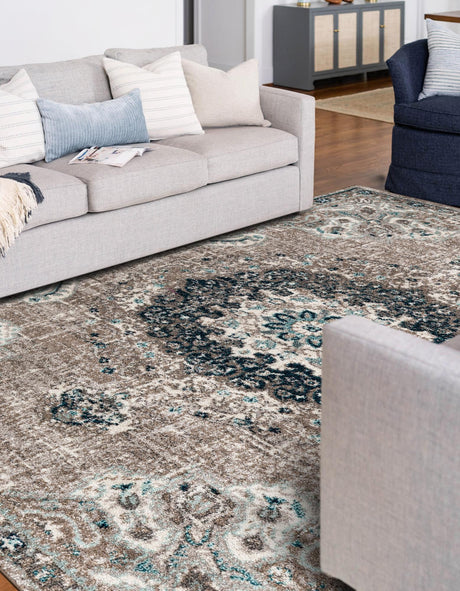 Gray 3' 1 x 5' 3 Penrose Rectangle Area Rug Classic Durable Stain Resistant Easy Clean Carpet for Traditional Indoor Home Decor for Sale at Rug Engine
