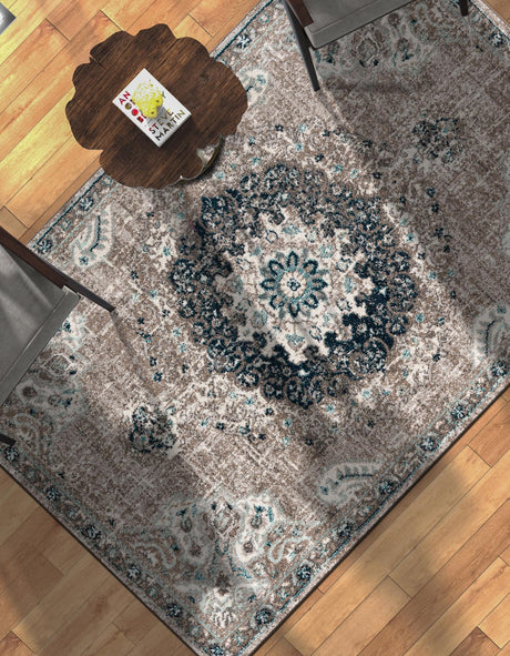 Gray 7' 10 x 10' Penrose Rectangle Area Rug Classic Durable Stain Resistant Easy Clean Carpet for Traditional Indoor Home Decor for Sale at Rug Engine