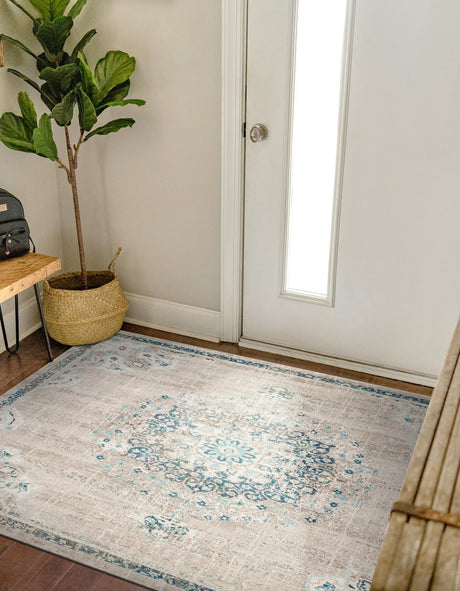 Gray 7' 10 x 7' 10 Penrose Square Area Rug Classic Durable Stain Resistant Easy Clean Carpet for Traditional Indoor Home Decor for Sale at Rug Engine