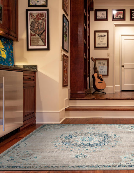 Gray 7' 10 x 7' 10 Penrose Square Area Rug Classic Durable Stain Resistant Easy Clean Carpet for Traditional Indoor Home Decor for Sale at Rug Engine