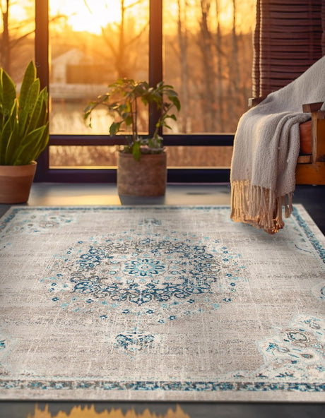 Gray 7' 10 x 7' 10 Penrose Square Area Rug Classic Durable Stain Resistant Easy Clean Carpet for Traditional Indoor Home Decor for Sale at Rug Engine