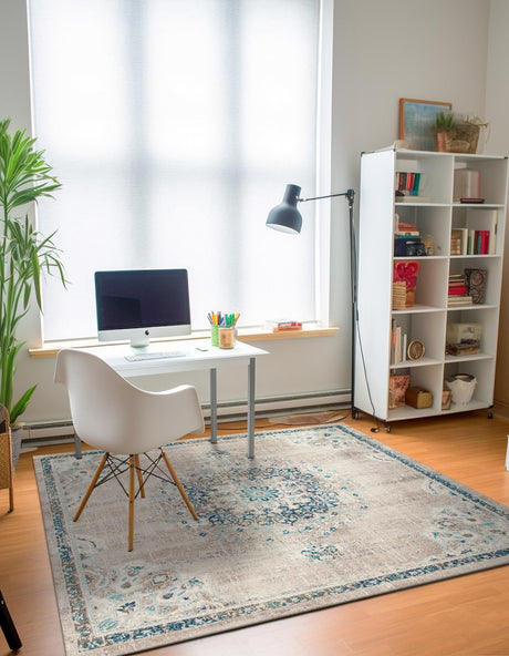 Gray 7' 10 x 7' 10 Penrose Square Area Rug Classic Durable Stain Resistant Easy Clean Carpet for Traditional Indoor Home Decor for Sale at Rug Engine