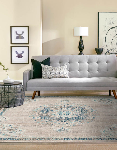 Gray 7' 10 x 7' 10 Penrose Square Area Rug Classic Durable Stain Resistant Easy Clean Carpet for Traditional Indoor Home Decor for Sale at Rug Engine