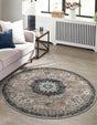 Gray 3' 1 x 3' 1 Penrose Round Area Rug Classic Durable Stain Resistant Easy Clean Carpet for Traditional Indoor Home Decor for Sale at Rug Engine