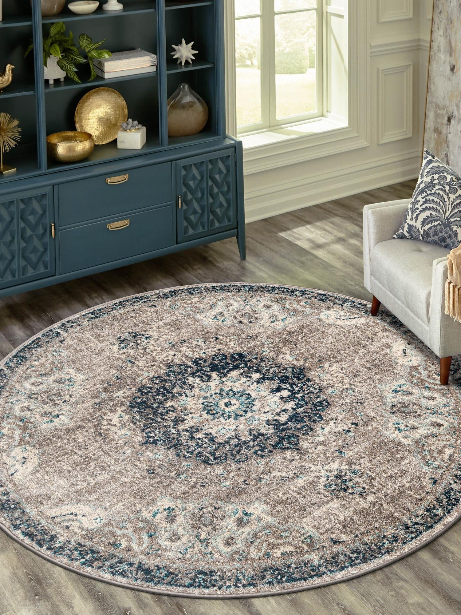 Gray 6' 1 x 6' 1 Penrose Round Area Rug