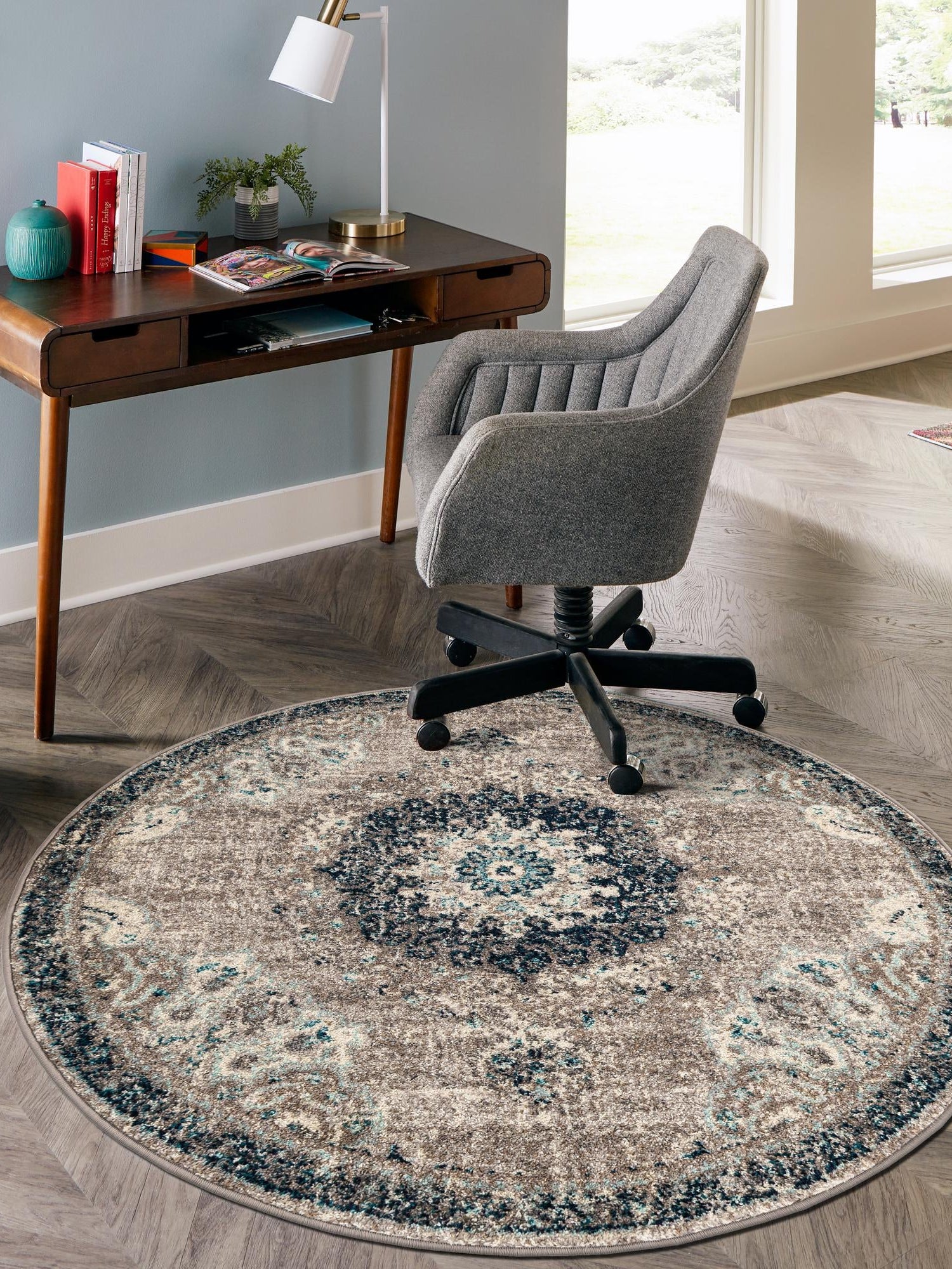 Gray 6' 1 x 6' 1 Penrose Round Area Rug