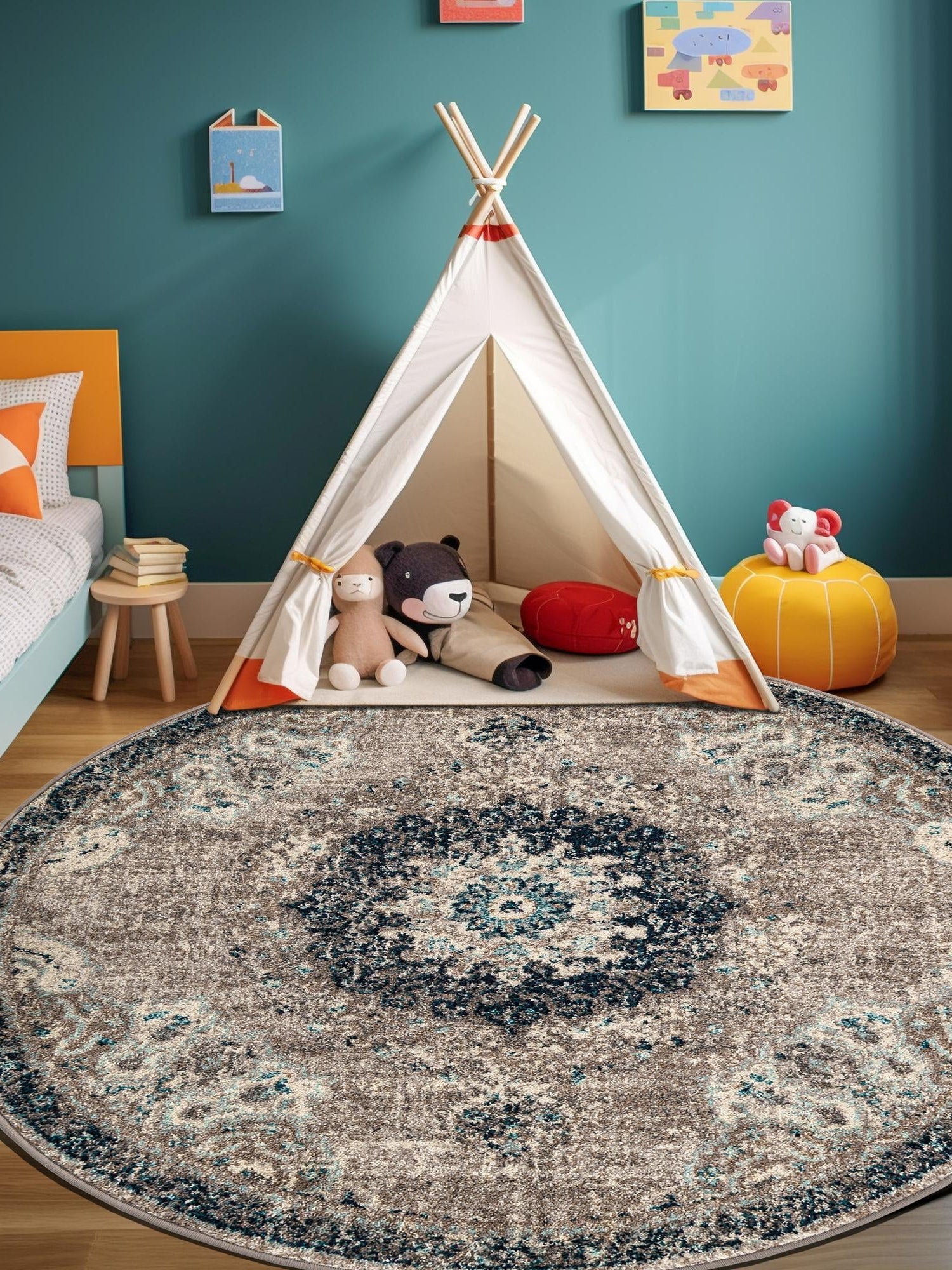 Gray 6' 1 x 6' 1 Penrose Round Area Rug