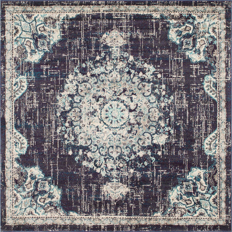 Navy Blue 8' x 8' Penrose Square Area Rug Classic Durable Stain Resistant Easy Clean Carpet for Traditional Indoor Home Decor for Sale at Rug Engine