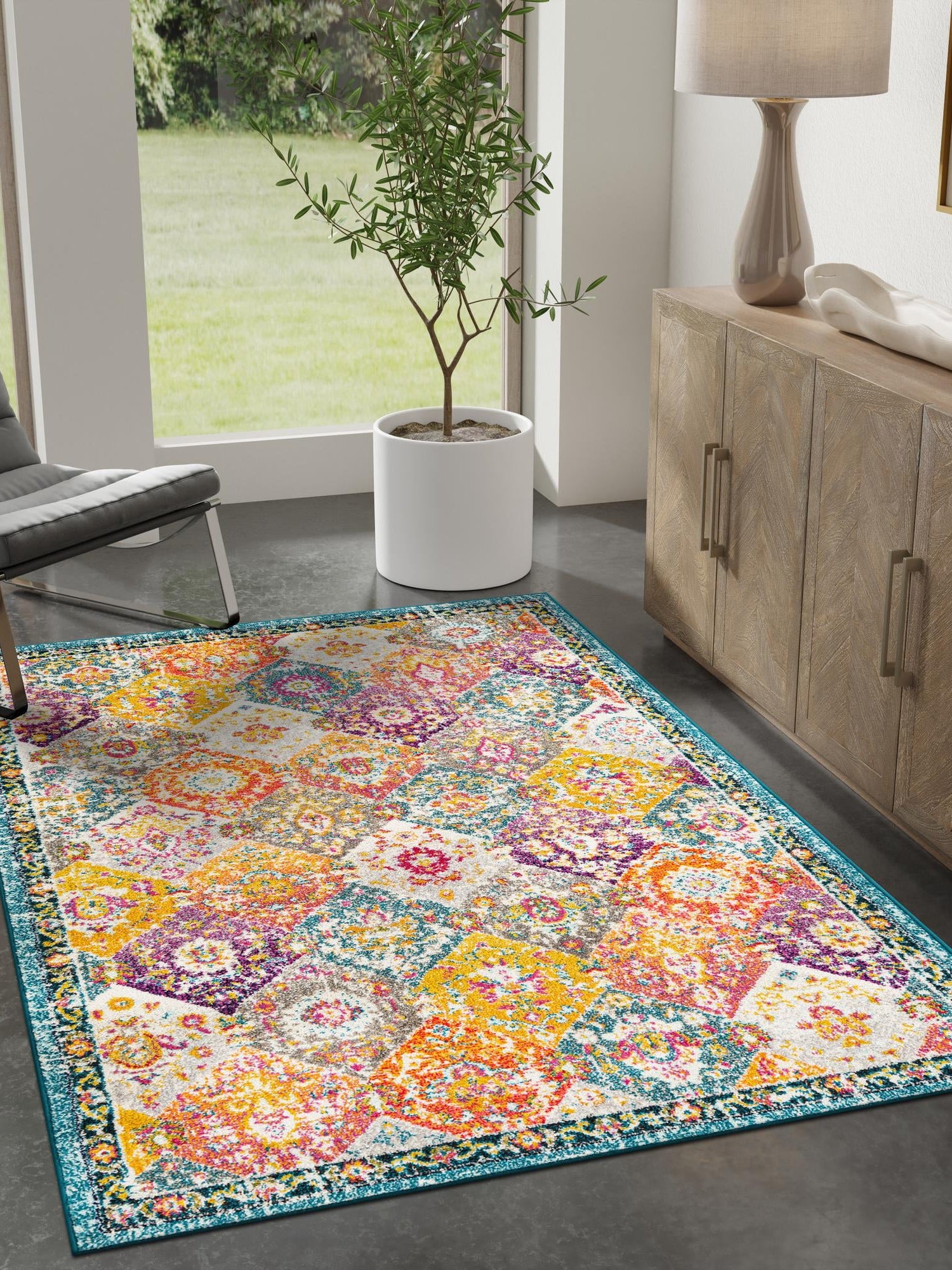 Multicolor 7' 1 x 10' Penrose Rectangle Area Rug
